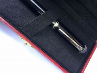 Cartier Roadster Ball Point Pen With Silver Plated Trim And Blue Cabochon Low $$ 4