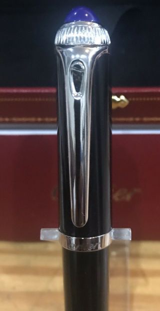 Cartier Roadster Ball Point Pen With Silver Plated Trim And Blue Cabochon Low $$ 8