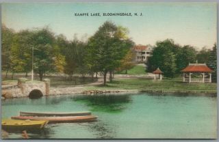 Bloomingdale,  Jersey Nj - Kampfe Lake - Hand Colored Postcard