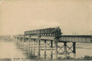 Old Postcard - The Train On The River Yamato - Japan