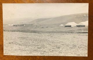 1915 Rppc Real Photo Postcard Railroad Camp Tents Horses Kolin Montana 1c Stamp