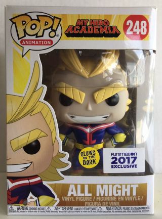 Funko Pop My Hero Academia All Might 248 Glow In The Dark Funimation ‘17 Excl