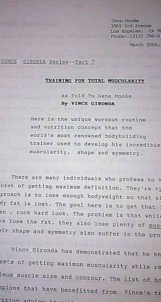 Vince Gironda Series 7 Training For Total Muscularity As Told To Gene Mozee
