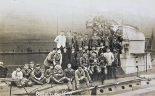 Ww1 Rppc German U - Boat U19 (submarine) Crew Photo Postcard -