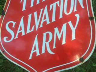 Antique Salvation Army Porcelain Enameled Sign Retail Thrift Advertising Vintage 4