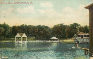 Vintage Postcard Bathers At The Lake Doling Park Springfield Mo