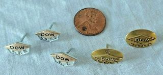 5 Vintage Dow Chemical Co Service Award Pins 14k & 10k Gold 20 30 40 Year Scrap