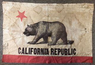 Antique 1912 California Bear Flag From N.  S.  G.  W.  Stockton Celebration