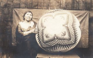 Rp; Yosemite,  California,  1910s; Indian Woman With Woven Basket