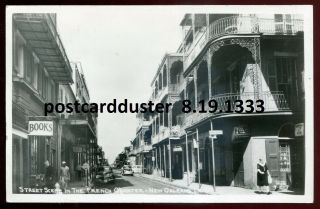 1333 - Orleans Louisiana 1940s French Quarter Street.  Real Photo Postcard
