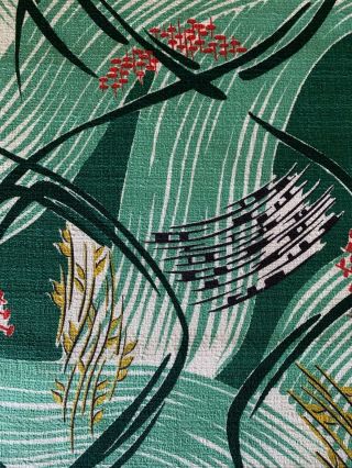 Jazz Barkcloth 3,  Yards Vintage 1950s Transitional Teal Jazz Pattern Mid Century
