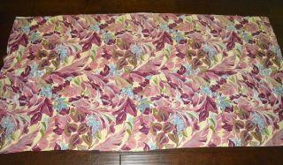 Vintage 1940s Tropical Floral Curtain Panel Upholstry Strength Fabric Burgundy