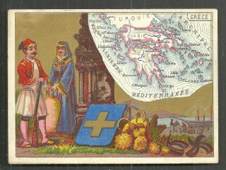 Map Card Greece Coat Of Arms Man Woman Costume 1880s