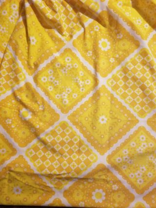 Vintage Pacific Miracale Yellow Mod Floral Flower Full Fitted Sheet & Pillowcase