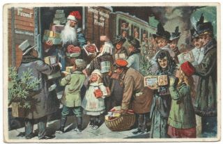 Ultra Rare - Germany - 1916 Ww1 - Santa Claus - Christmas Postcard -