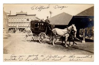 Ct - Stafford Connecticut Rppc Real Photo Postcard Stage Stagecoach Baker Depot