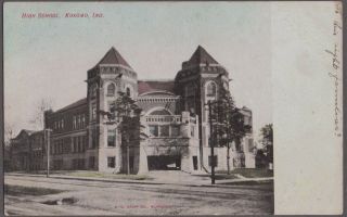 Vintage 1907 Old Litho Kokomo Indiana High School Historic Building Postcard