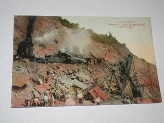 Panama Canal - Old Postcard - Accident Wreck Large Steam Shovel At Bas Obispo