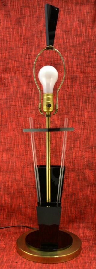 Vtg 1950s 60s Moss Lamp Plexiglas / Lucite W/ Finial & Planter Vase Pockets Mcm