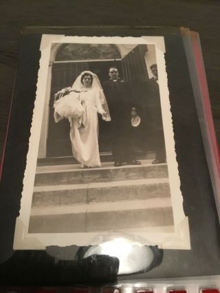 3 Vintage Wedding Album 46 Black & White Photos Dress Cake Brides Maids C90 3