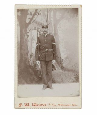 Indian Wars Cabinet Card - 1st Infantry - Photographer F.  Weaver,  Whitewater,  Wi