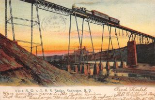 Q23 - 0623,  R.  W.  & O.  R.  R.  Bridge,  Rochester Ny. ,  1908 Postmarked.  Postcard.