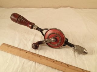 Vintage Craftsman No.  107.  1 Single Speed,  Egg Beater Hand Drill W/ 4 Bits