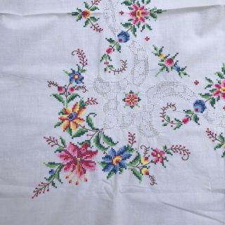 Vintage Embroidered Cross Stitch Crochet Applique Floral 48 