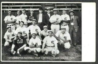 Grand Rapids,  Michigan,  City Baseball Team,  Central League 1906 Season Postcard