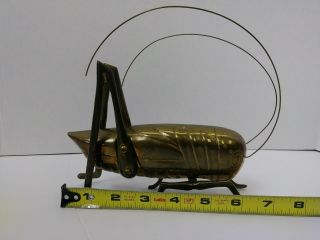 Large Vintage Brass Grasshopper Cricket Insects Taiwan 6 Inch 1 lb.  14 oz. 3