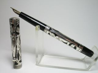 Waterman 412 Ideal Sterling Silver Overlay Fountain Pen 2 Nib
