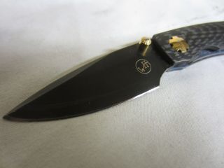 William Henry Carbon Fiber Gold Linerlock Knife Custom Made Usa