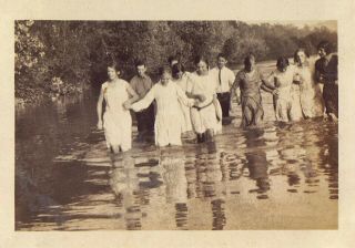 3 Vintage Old 1920 Photos Of People At Christian Water River Baptismal Baptized