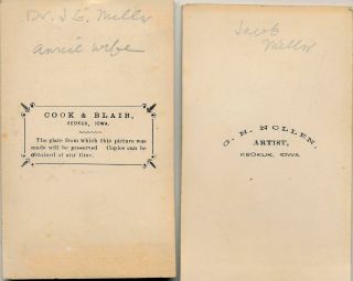 2 1865 - 1869 CDVs Dr.  Jacob Miller,  Keokuk Iowa,  Civil War Jacket Photographs 2