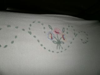Vintage White Color Floral Pink Green Design Cotton Chenille Bedspread 94x108 8