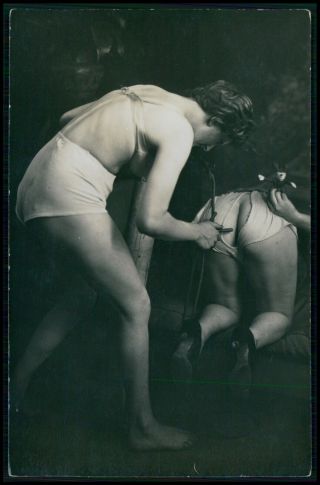 French Nude Woman Biederer Lesbian Butt Wash C1925s Photo Postcard