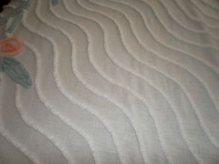 Vintage White Color Floral Design Cotton Chenille Bedspread 93x109 8