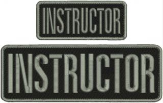 Instructor Embroidery Patches 3x9 And 2x5 Hook On Back Gray Letters