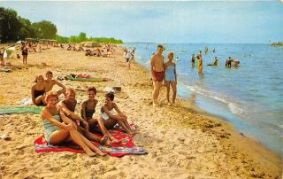 Cedar Point Sandusky Ohio 1950s Postcard Amusement Park Bathing Beach