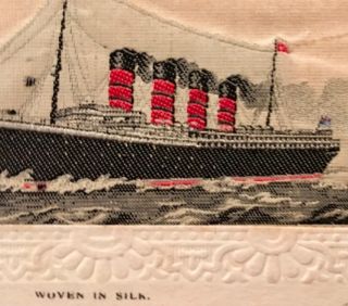 1910 Stevens Silk Postcard Lusitania Cunard Titanic World War 1 Torpedo Disaster