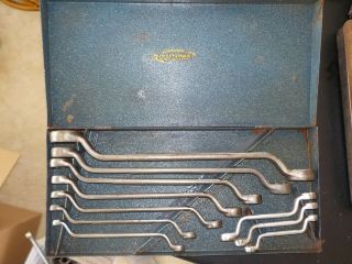 Vintage Craftsman rare complete 1939 - 40 CI 45 degree offset box end wrench set 8