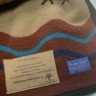Pendleton Woolen Mills Spirit Quest Wool Blanket Beaver State Retired Print 5