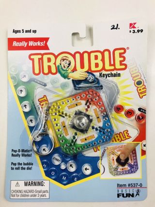 Trouble Game Vintage Novelty Mini Keychain 1998 Hasbro Basic Fun