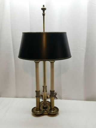 Vintage Mid Century Modern Brass Stiffel Bouillotte Lamp Light Shade Candlestick