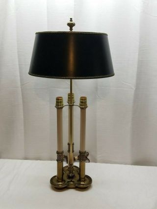 Vintage Mid Century Modern Brass Stiffel Bouillotte Lamp Light Shade Candlestick 2
