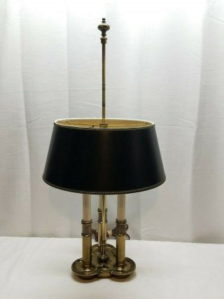Vintage Mid Century Modern Brass Stiffel Bouillotte Lamp Light Shade Candlestick 3