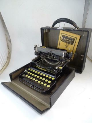 Antique Corona Typewriter Company No 3 Folding Portable W/case Vintage Milwaukee