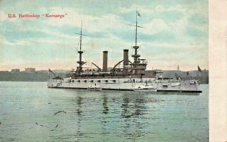 U S Navy Battleship Kersarge - Misspelling Kearsarge Great White Fleet Postcard