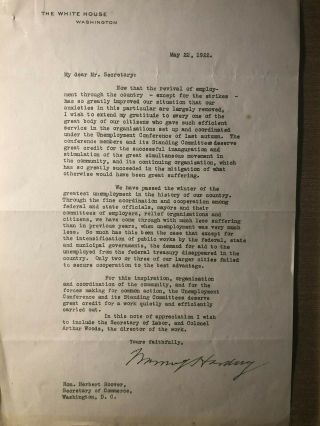 RARE 29th President Warren Harding 1922 White House Typed and Signed Letter 2