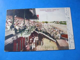 1907 Derby Day Churchhill Downs Pink Star Won Postcard